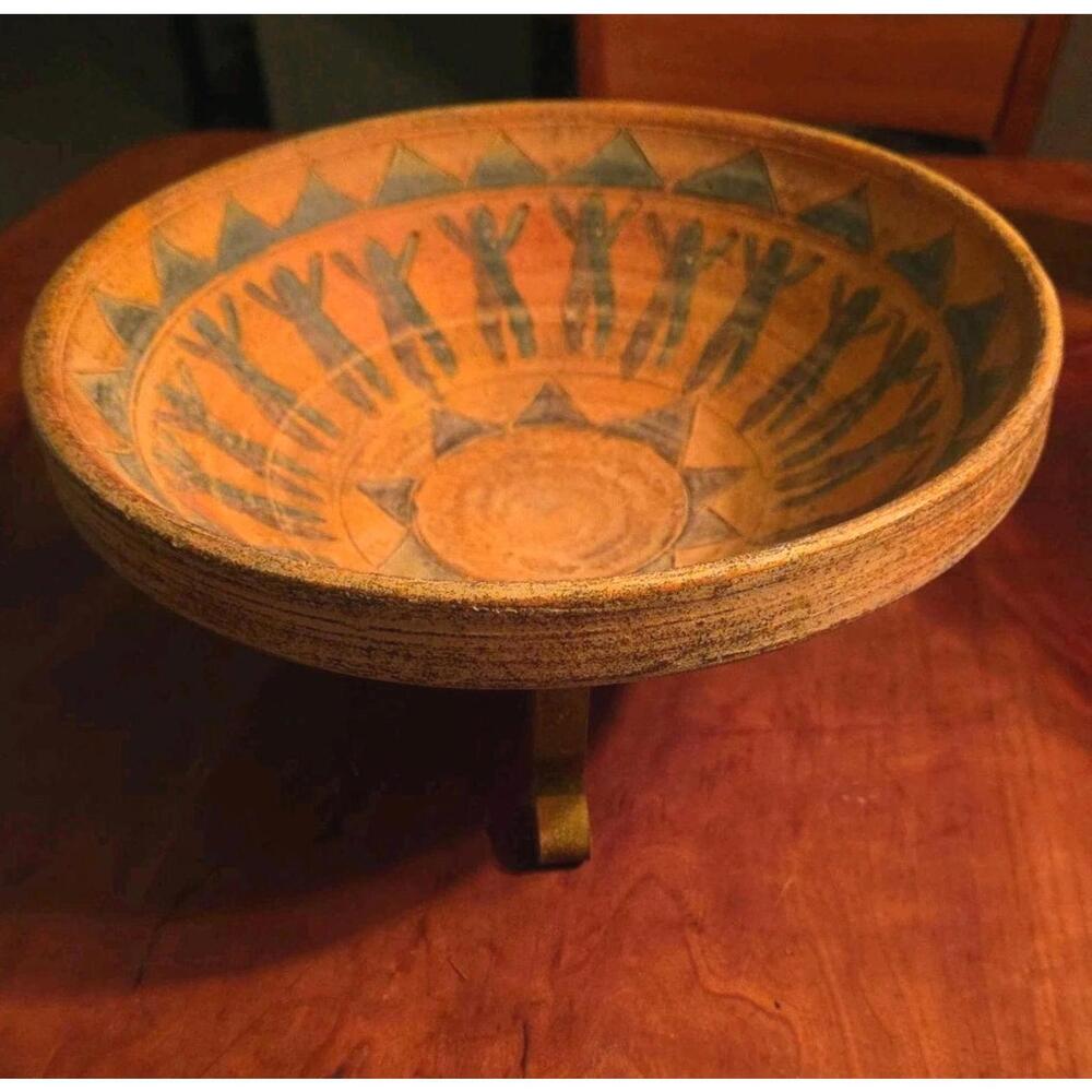 Terra Cotta "Joyful People" Bowl with stand